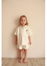 Oh La La Koala For Little Ones Olive Embroidered Polo Neck Shorts Set