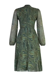  Collection نمط شال أخضر - فستان شتوي منسوج منتفخ TWOAW23EL01436