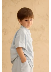 Fahhar Kids Pat Detailed Shirt Suit Blue