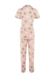  Collection Powder Star Shirt-Pants Knitted Pajamas Set Thmss21Pt0786