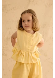 Fahhar Kids Ribbon Linen Suit Yellow