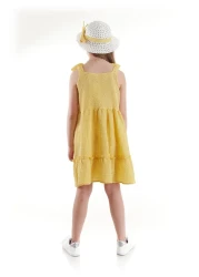 AHENGİM Girl's Dress - SeersucKer Gingham and Hat Set Ak2524