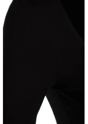  Collection Black Cotton Stretchy Square Neck Fitted Blouse TWOAW24BZ00016