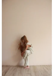 Oh La La Koala For Little Ones مجموعة موسلين بتفاصيل خلفية مخططة باللون الأخضر