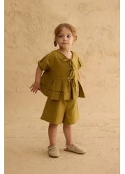 Fahhar Kids Ribbed Kimono Suit Fat Green