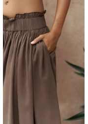 BOHEMAİ تنورة متوسطة الطول بنية اللون من Aninas بتفاصيل مطاطية