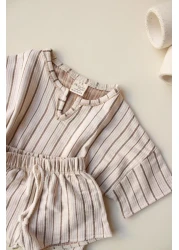 OhlalaKoala Brown Striped Shorts Set