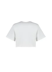  Collection Ecru Crew Neck Crop Knitted T-Shirt - 100% Cotton, Wide Fit TWOSS23TS00369