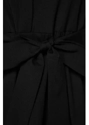  Modest فستان منسوج بحزام أسود وأزرار وطية صدر السترة TCTSS21EL3343