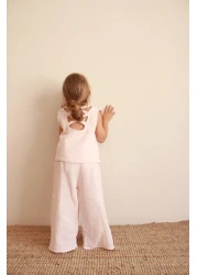 Oh La La Koala For Little Ones Pink Striped Cross Stripe Detailed Muslin Set with Scarf