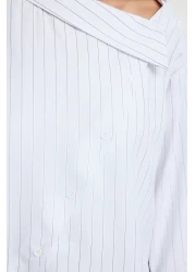  Collection Limited Edition White Collar Detailed Striped Woven Shirt Twoaw25Go00065