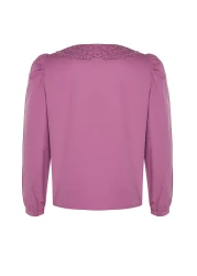  Collection قميص منسوج من القطن المطرز باللون الوردي المتربة TWOAW21GO0005