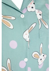  Collection Multicolor Rabbit Print Viscose Woven Pajamas Set Thmaw21Pt0048