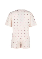  Collection Light Pink 100% Cotton Polka Dot and Heart Shorts Knitted Pajamas Set Thmss21Pt1485