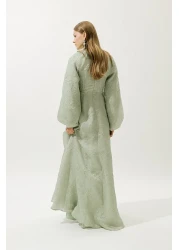 Manuka فستان سهرة من قماش الجاكار الأورجانزا بالنعناع