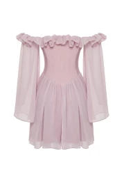  Collection Dusty Rose A-Line Lined Flounces Woven Chiffon Short Evening Dress Night Graduation Dress Tprss23El00096