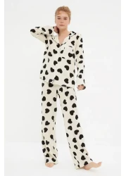 Collection Ecru Heart Viscose Woven Pajamas Set Thmaw21Pt0936