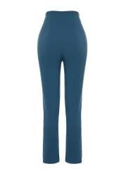  Collection High Waist Indigo Cigarette Pants - Collet and Ankle Length, Woven Fabric Twoss20Pl0515