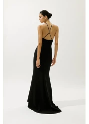 Manuka فستان سهرة فرنسي معطف أسود