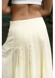 BOHEMAİ تنورة طويلة صفراء بتفاصيل طيات الدفيئة