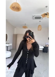 Buket Teke Black Premium Lace Blouse