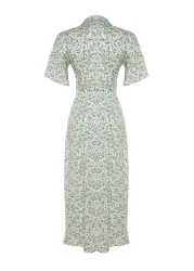  Collection فستان قميص منسوج من الفيسكوز بطبعة زهور أرجوانية TWOSS19EL0094