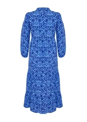  Modest Saks Patterned Half Placket Wide Fit Cotton Woven Dress TCTSS23EB00222