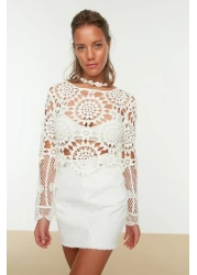  Collection Ecru Crop Knitwear Look Beach Blouse Tbess20Bz0572