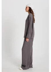 minaaise Women's Anthracite 100% Modal Bottom/Top Shirt and Pants Set 29137