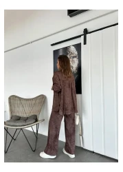 QİMYA BUTİK Exotic Asortic Women's Tie-Dye Patterned Premium Design Tunic Trousers Double Set