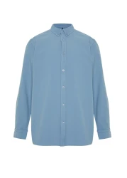  Collection Blue Unisex Regular Fit 100% Cotton Linen Look Shirt Tmnss23Go00099