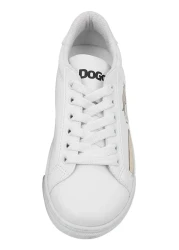 Dogo Unisex Kids Vegan Leather White Sneakers - The Wise Owl Design