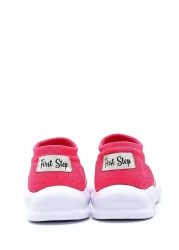 First Step حذاء رياضي خفيف للغاية بنعل ميموري فوم للأطفال تريكو رياضي فوشيا مع خطوط بيضاء -M-1002