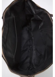  Shoes Dark Beige Zipper Women Maxi Tote Shoulder Bag Takss25Oc00026