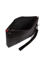 CERFF LEATHER CLUP Vegan Leather Handbag Black Wrist Strap Bag