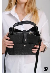 Just Polo Original Women's New Season 4 Compartment Luxury Soft Leather Lock Detailed Cross Column Strap Shoulder Bag