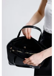 Evident Black Patent Leather Detailed Medium Size Bucket Model Women's Shoulder Bag