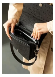 Just Polo Justpolo Women's Black Two-Strap 4-Compartment Shoulder and Crossbody Bag TM5555-4072