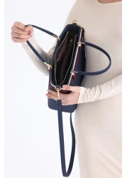 Evident Color Blocked Bucket Model Navy Blue Hand and Shoulder Women's Bag