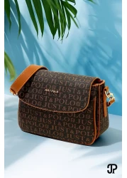 Just Polo حقيبة كتف نسائية أصلية فاخرة من الجلد الناعم مكونة من 4 أقسام وحزام عمودي متقاطع قابل للتعديل