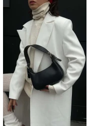 Shule Bags Muse Black Oval Baguette Bag