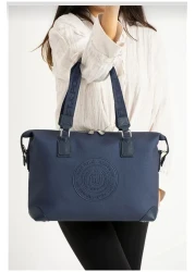 Just Polo Women's Navy Blue Hand and Shoulder Bag Large Size-6011