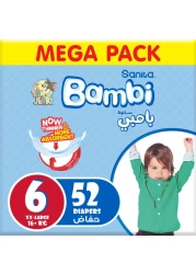 Sanita Bambi Baby Diapers Mega Pack Size 6, XX-Large, +16 KG, 52 Count