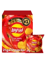 ليز شيبس البطاطس بنكهة الفلفل الحار 21 غرام حزمة من 12