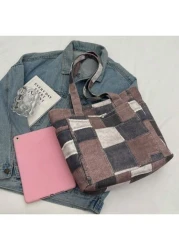 Canvas Denim Printed Tote Bag Multi Pockets Shoulder Handbag Fashion Denim Backpack For Women