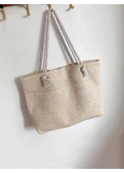 Woven Large Capacity Tote Bag Lightweight Shopping Shoulder Bag Summer Handbag Perfect For Travel Summer Women Bags For Vacation Holiday School Bag Large Capacity Portable For Teen Girls Women College