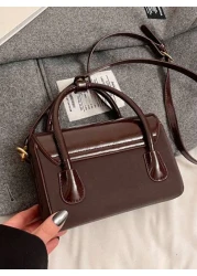 Stylish Vintage Women Handbag New High End Crossbody Bag Unique Design PU Flap Small Square Bag Casual Minimalist Solid Color For Work Commute Large Capacity Shoulder Bag For Daily Use Outing Party