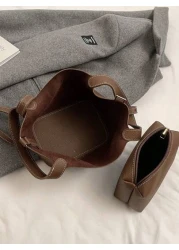 1 Piece Women s New Retro Casual Versatile Solid Color Bucket Handbag Model In Autumn And Winter Suitable For Commuting Daily Dating And Work Women s Fashionable Handbag Can Be Cross Body