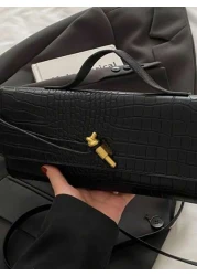 1 Pc Fashion Classic Versatile Daily Commuting Style Solid Color Crocodile Pattern PU Leather Long Strip Flip Style Women s Handbag Suitable For Daily Commuting Daily Clothing Matching And Giving Gift