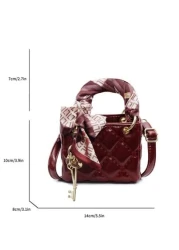 2024 New Burgundy Red Diamond Pattern Handbag Compact And Elegant High End And Atmospheric Crossbody Shoulder Bag Christmas Gift Perfect For Travel And Parties Best Mothers Day Gifts Women